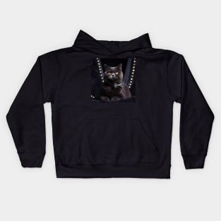 Elegant Black British Shorthair Cat Kids Hoodie